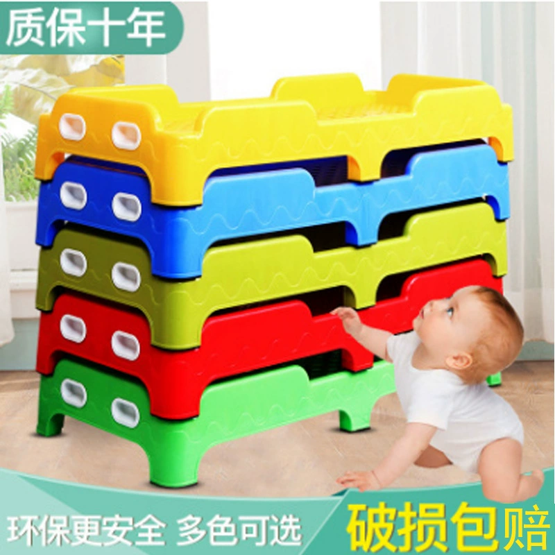 Детская кровать для детского сада Детская кровать оптом Утолщенная пластиковая кровать Складная полностью сращиваемая кровать Детский сад Маленькая кровать Литая под давлением кровать