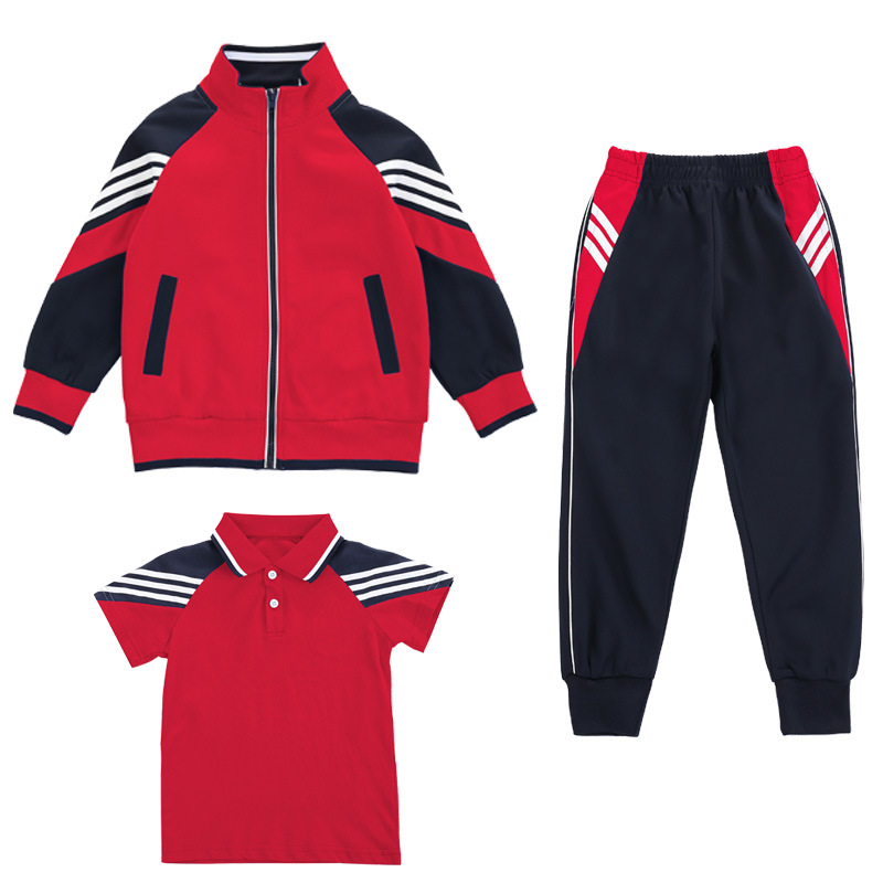 Uniformes escolares de primavera y otoño, conjunto de tres piezas, traje deportivo para niños, uniformes de primaria y secundaria, uniformes de clase, estilo universitario