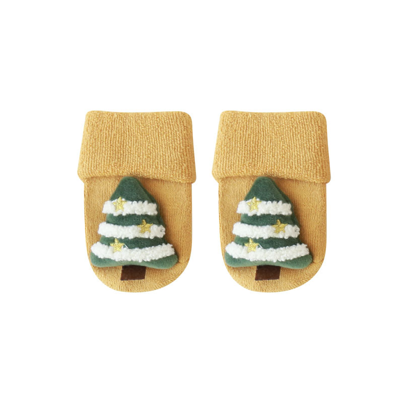 20 años Otoño e Invierno Terry espesó los calcetines del bebé que dispensan los Calcetines antideslizantes del piso del bebé calcetines de la muñeca de la historieta de la Navidad de los niños