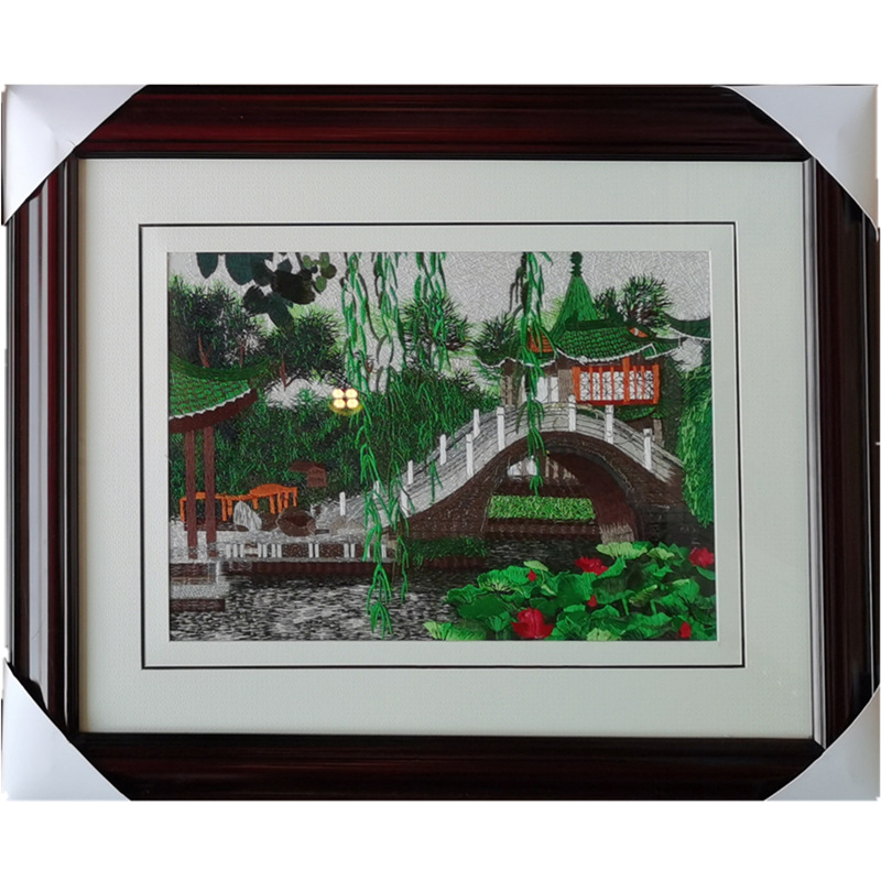 苏绣机绣装饰画成品手工绣企业伴手礼江南水乡厂家直销