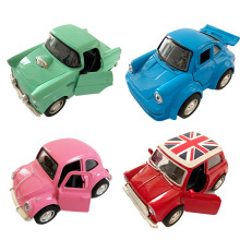 铭源1：38Q版合金回力2开门老爷车带灯光音乐4款每款3色汽车模型