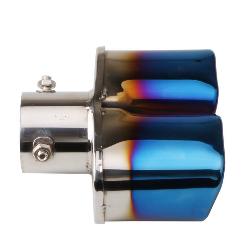 Tubo de escape de la garganta de la cola del coche doble salida un minuto dos doble fila una salida dos garganta de la cola cuadrado de la garganta de la cola cuadrado boca de la cola de la hornada Azul