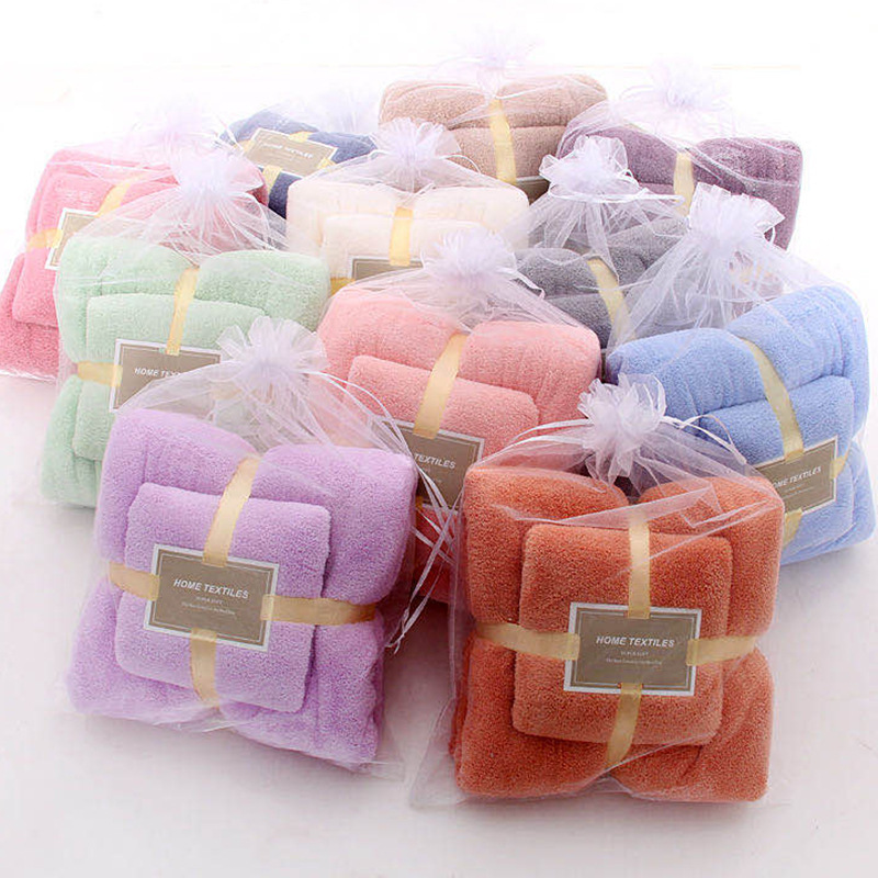 Coral Fleece Bath Towel Set Household Cheap Towel Mother and Child Set Beach Towel Dry Hair Towel Water Absorbent Gift Stall