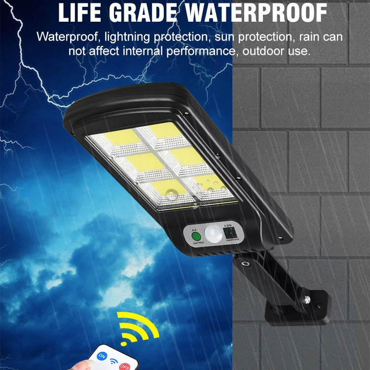 Solar street lamp with motion sensor and remote control, high luminosity, waterproof, 4–16 cells