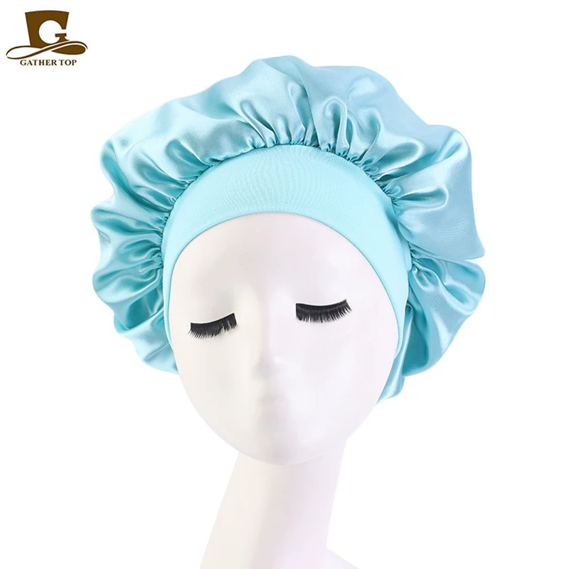 Sleeping Hat TJM-301 — Wide-Edge High-Elastic Ladies Hair Care Cap, Satin-Look, 56–58 cm