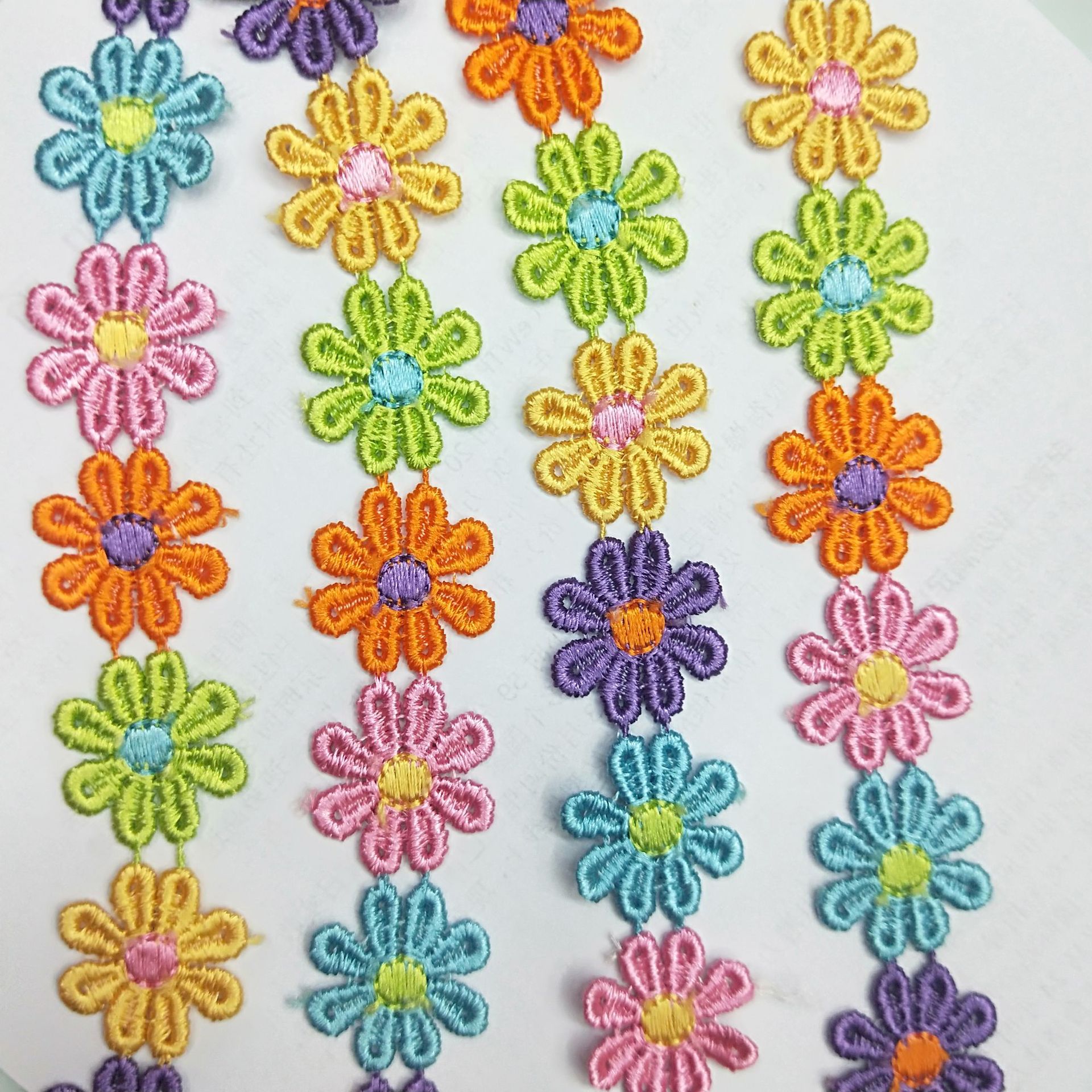 6色水溶花边2.5公分宽一码32朵厂家直销现货供应名族风格