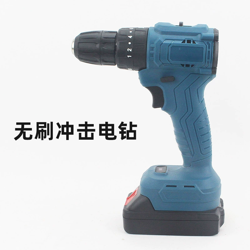Мощная бесщеточная перезаряжаемая ручная дрель 10 мм Небольшая Ударная дрель Аккумуляторная дрель-шуруповерт литиевая электрическая дрель