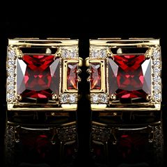 Tough square diamond men's cufflinks light luxury French shirt suit cuff buttons black gemstone cufflinks gift