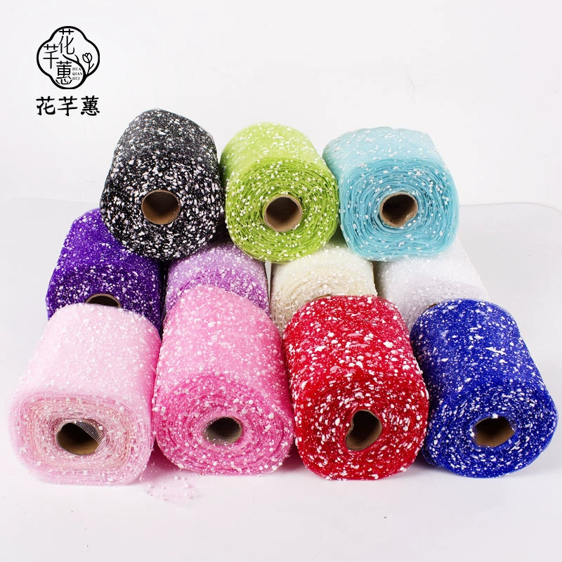 В наличии оптом цветочная упаковка марлевая сетка 15 см пряжа для снежных пятен Снежное пятно сухая пряжа букет упаковка марлевый сетчатый материал