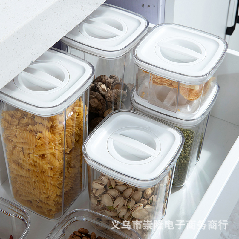 Rotary Moisture-proof Sealed Tank High Quality Square Transparent Coarse Grain Storage Tank Stackable Dry Seasoning Fresh-keeping Box