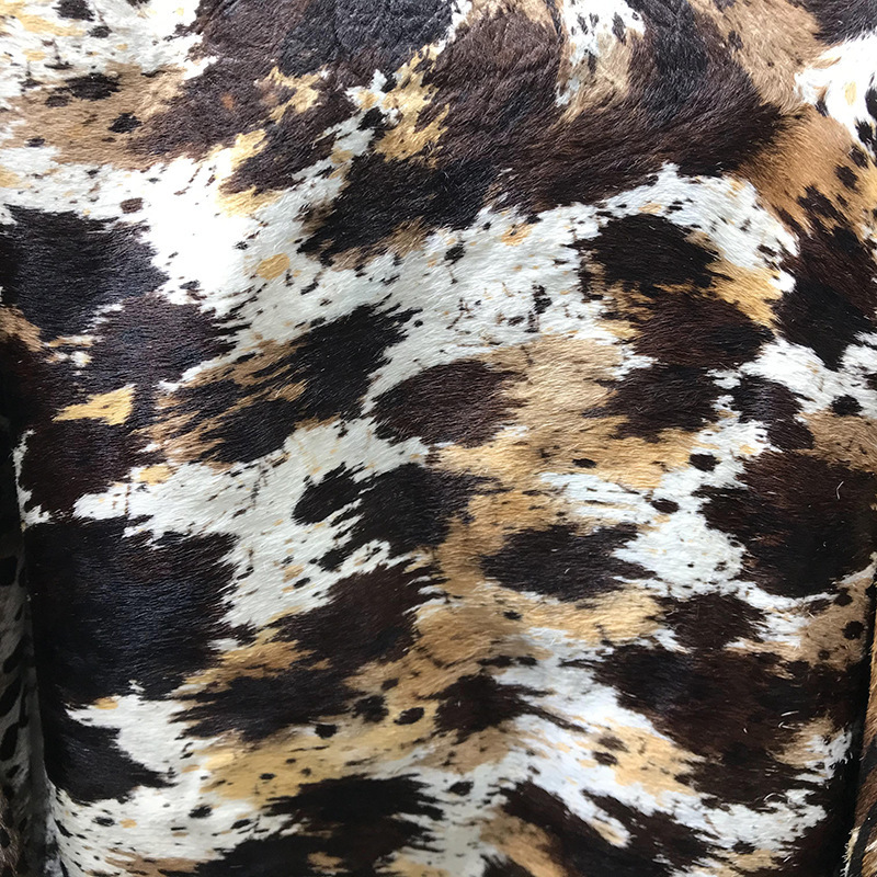 Factory Supply Rendering Craft Horse Fur Bag Fabric Cow Leather Spotted Fur Integrated Horse Wool Yellow Cowhide
