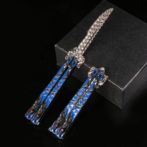 Game peripherals: chicken-eating five-claw golden dragon alloy weapon model butterfly knife tool unedged toy