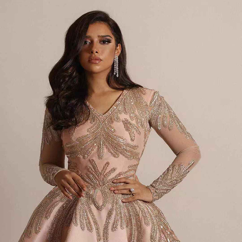 Vestido Largo con Estampado Dorado, Estilo Europeo y Americano, Primavera 2025, para Mujer, Comercio Exterior, Plataforma Independiente, Vestido de Noche Sexy para Banquetes, Color Rosa
