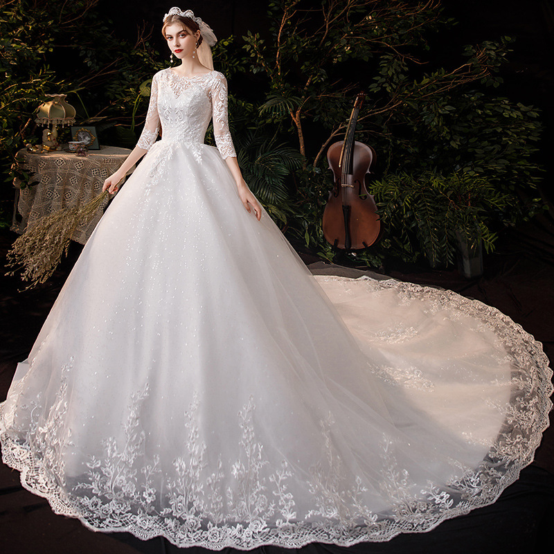 Vestido de Novia Principal 2025, Nuevo Estilo Elegante, Estilo Bosque, Súper Romántico, Estilo Francés, con Cola, Simple, Estilizador, TD69