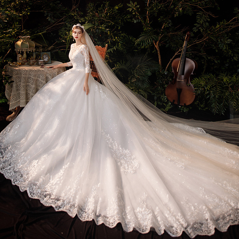 Vestido de Novia Principal 2025, Nuevo Estilo Elegante, Estilo Bosque, Súper Romántico, Estilo Francés, con Cola, Simple, Estilizador, TD69