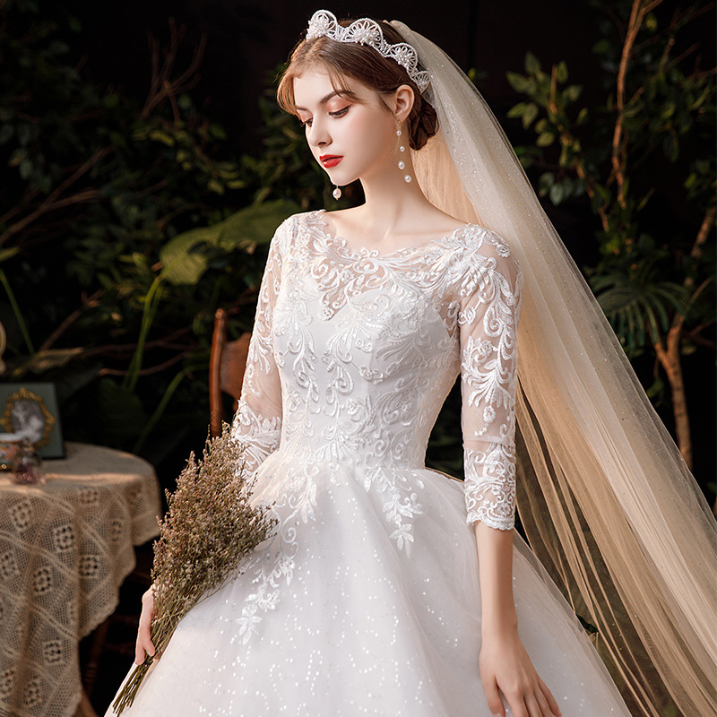 Vestido de Novia Principal 2025, Nuevo Estilo Elegante, Estilo Bosque, Súper Romántico, Estilo Francés, con Cola, Simple, Estilizador, TD69