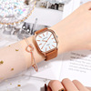 Swiss watch suitable for men and women, brand belt, square quartz watches, Korean style, simple and elegant design