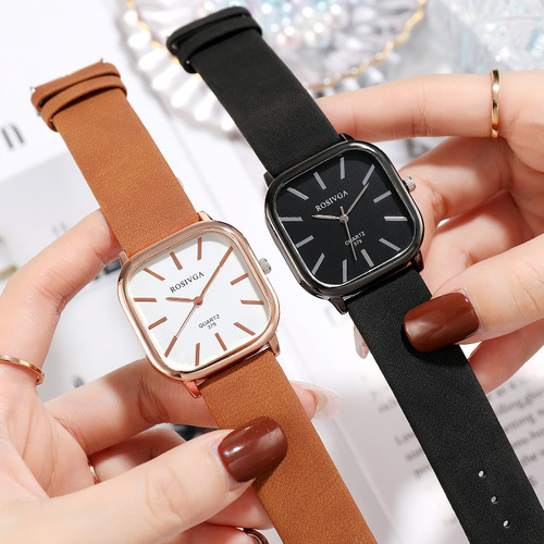 22 new styles of student men's and women's watch belts Korean style simple temperament ins style simple square quartz watch