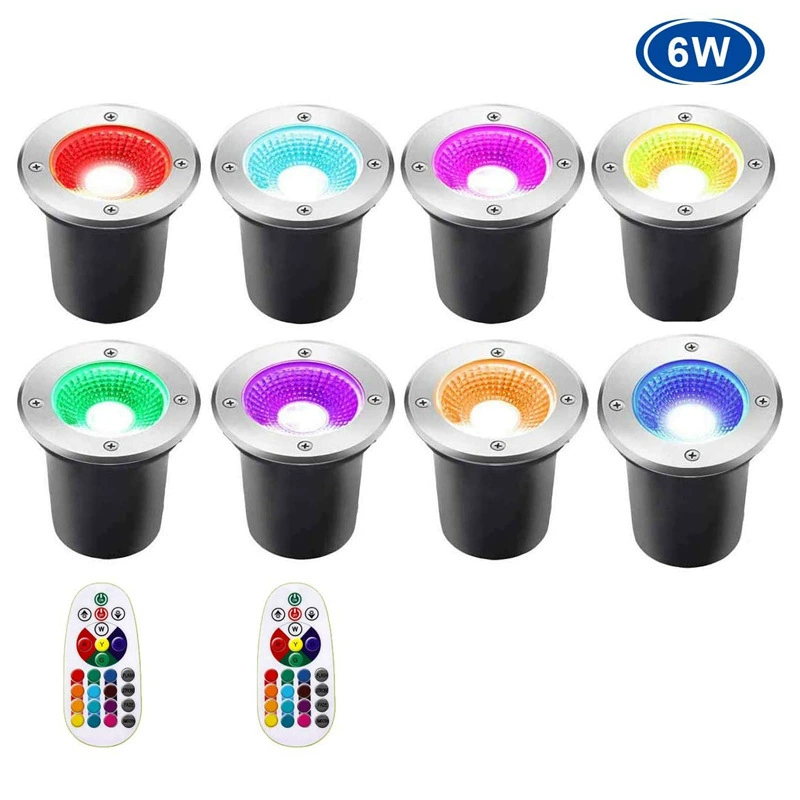Вземx фото? (In-ground RGB LED uplight) Подсветка нижняя, 6W, DC12–24V, дистанционное управление RF опционально, верх из нержавеющей стали