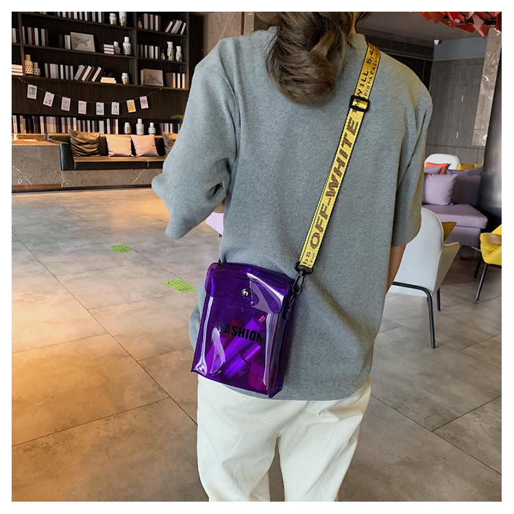 Bolso transparente para niños, nueva versión coreana en verano, letras yangqi, hombres y mujeres, gel de plástico para niños, moda de teléfonos móviles