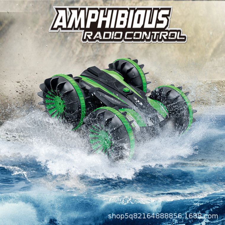 Cross-border new four-wheel drive amphibious remote control car waterproof double-sided car rollover stunt remote control toy car
