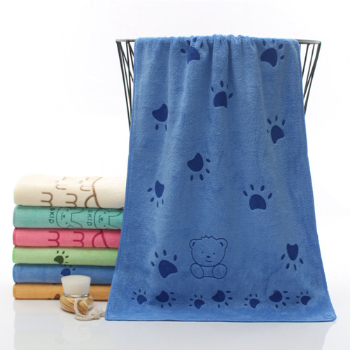 Microfiber Cartoon Rabbit Head Printed Face Wash Large Towel Soft Absorbent Thickened Gift Dry Hair Towel Wholesale Factory