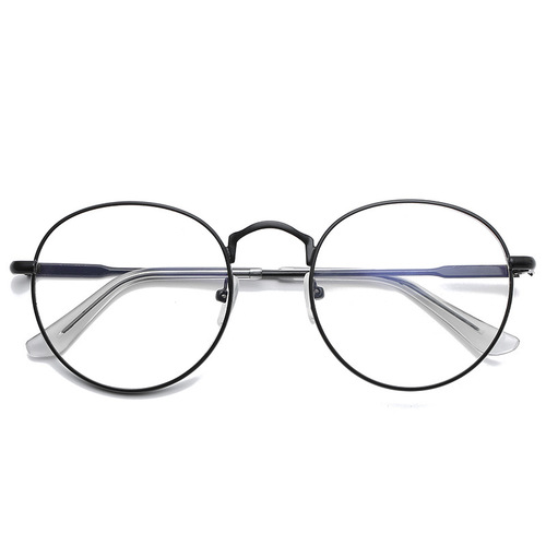 Anti-blue light flat-tinted glasses in Xiao Zhan's style, popular round-frame glasses with degrees for women, metal thick edge, student finished product, myopia glasses