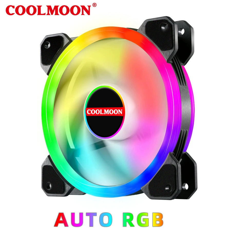 Охлаждающий вентилятор для корпуса Cool Moon Ray 12 см с двумя отверстиями, Автоматическое изменение цвета, синфония на рабочем столе RGB радиатор