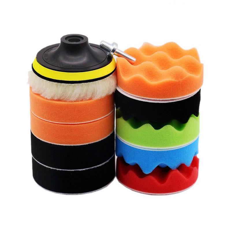 汽车海绵抛光盘8件套装3/4/5/6/7寸自粘海绵抛光球打蜡抛光羊毛轮
