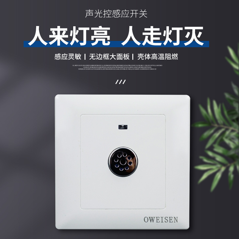 Sound and light control switch corridor intelligent 86 concealed sound and light induction sound control switch LED lamp two-wire delay switch