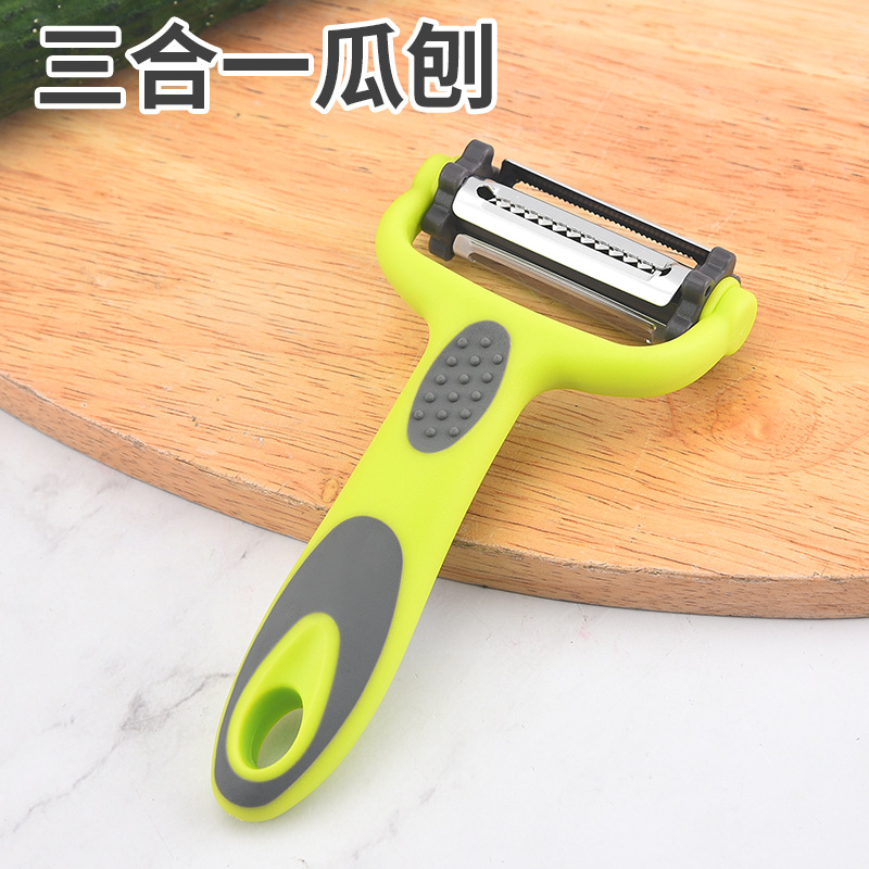 Fábrica al por mayor tres en uno melón cepilladora multifunción Rotary Peeler cocina gadget pelador de frutas