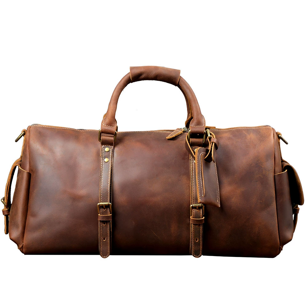 思沃可 Classic leather capacious retro travel bag, cowhide, genuine leather