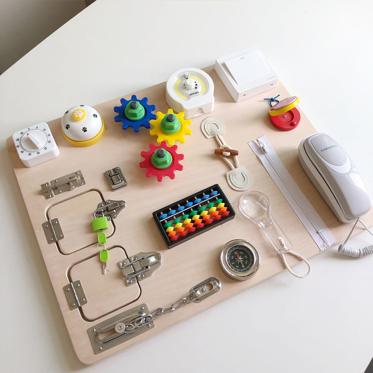 Ayudas de enseñanza Montessori para niños educación temprana juguetes educativos de desbloqueo bebé Montessori 21-en-1 tablero ocupado