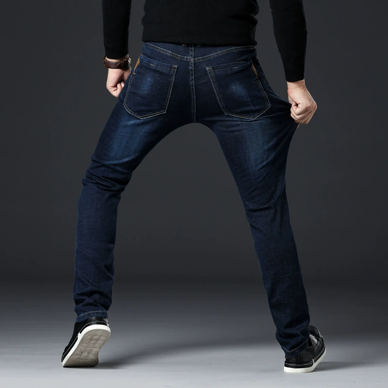Мужские эластичные брюки, джинсы для отдыха, Slim fit, свободный прямой крой