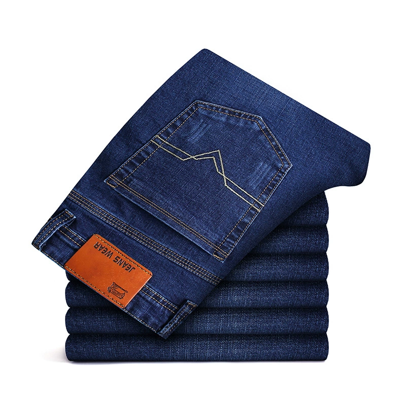 Мужские эластичные брюки, джинсы для отдыха, Slim fit, свободный прямой крой