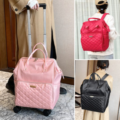 Pull-along backpack, dual-shoulder travel bag, shopping bag, detachable handle, lightweight, swivel wheels, foldable pull-along bag, carry-on suitcase