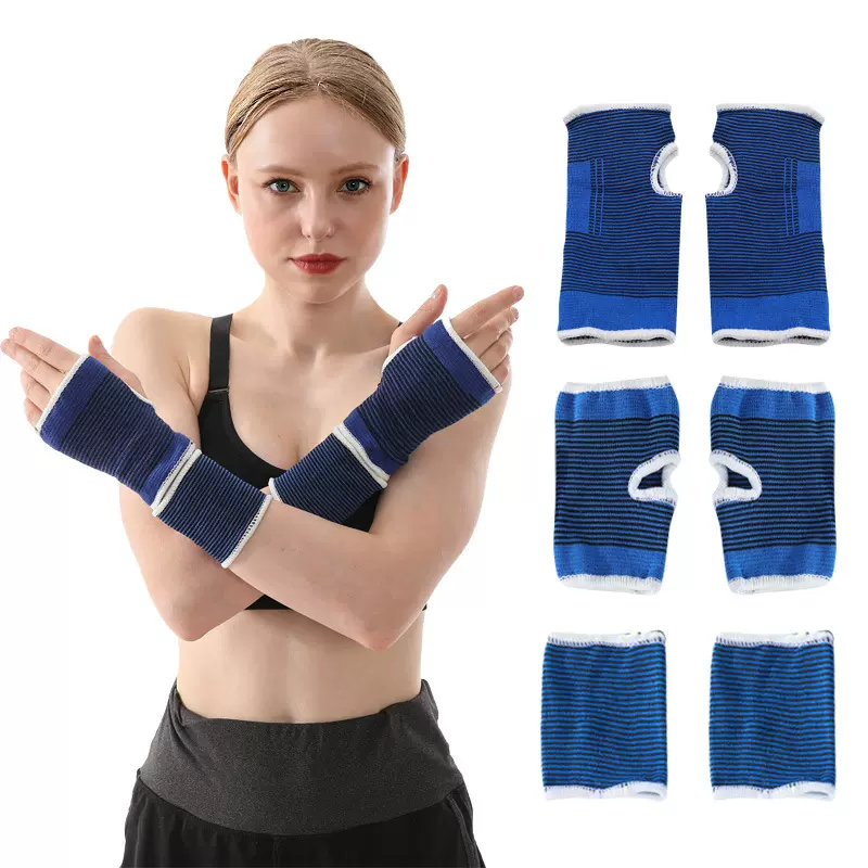 手套护手运动半指护掌针织护具蓝色健身手套护腕哑铃赠品厂家批发