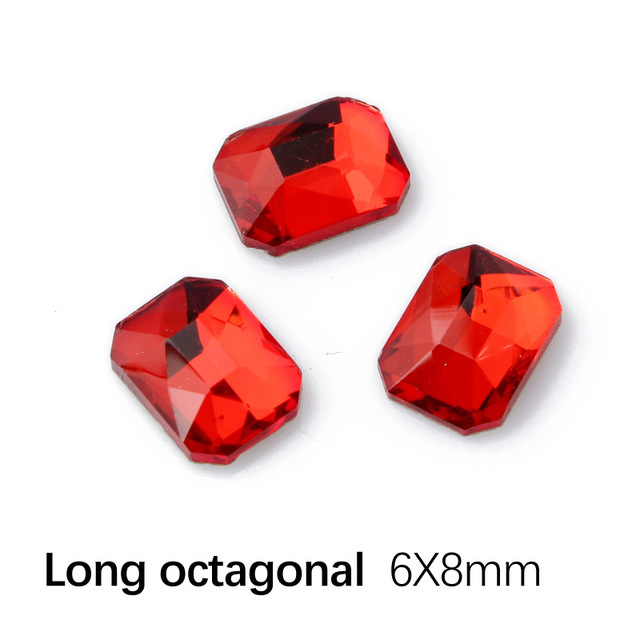 6x8mm 빨간색 직사각형 팔각형
