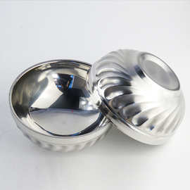 厂家直供 11.5-16cm百合碗 不锈钢双层无磁加厚隔热玉兰碗莲花碗