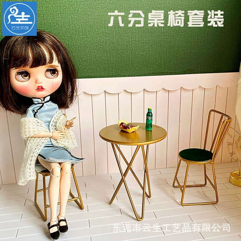 1/6 Ф furniture Blythe куклы (обед) металлический столик и стул комплект, мини 3‑штук или одиночный, 6‑угольный BJD