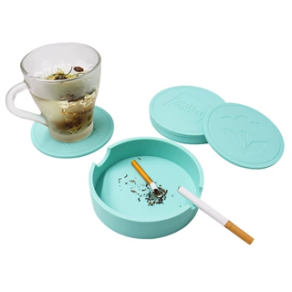 客户定做杯垫套装 带收纳杯垫六件套 硅胶茶杯垫带浮雕垫子水杯
