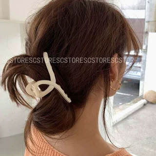 洗漱夹~韩国时大号少女发夹抓夹交叉线条水墨发抓发饰女简约风