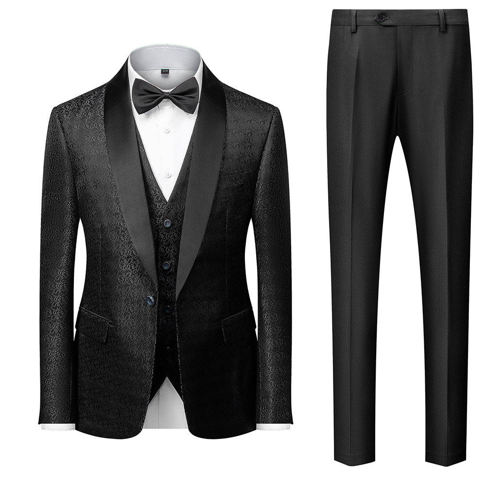Abbigliamento maschile Autunno e inverno nuovi abiti casual da uomo stile business slim abito da sposa uomo stampato tre pezzi_voghion.com