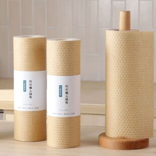 Disposable bamboo pulp natural color lazy person rag kitchen non-woven wet and dry dual-use cleaning dishwashing Rag
