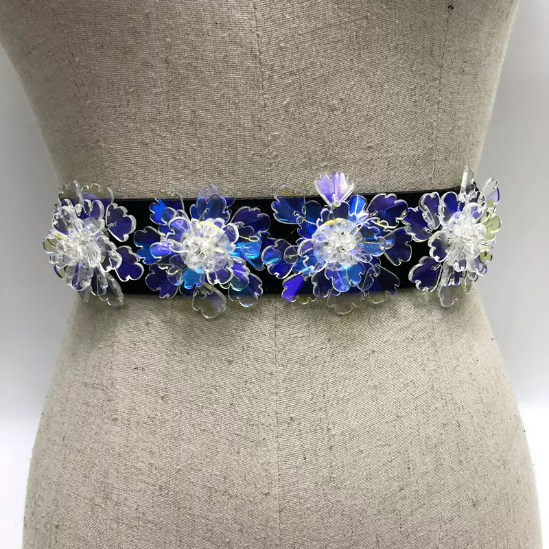 厂家直销琉璃石简单百搭女士腰封水钻收身连衣裙装饰松紧弹力腰带