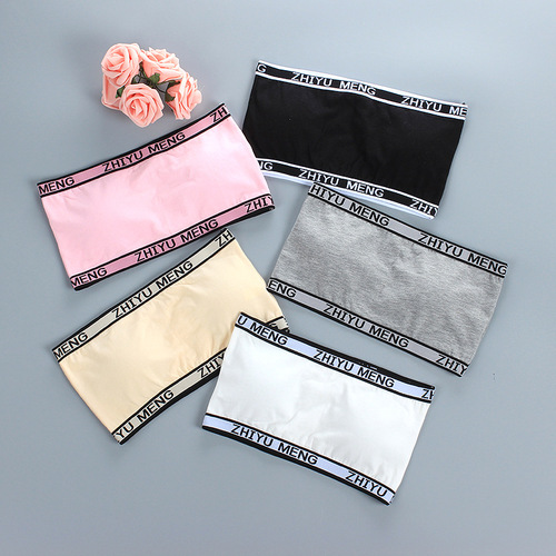 Tube top pure cotton girl's development period letter strapless junior high school students 9-16 years old vest underwear wrap chest sports bra