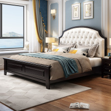 美式实木床1.8米简约现代轻奢ins网红真皮双人床欧式大床卧室家具