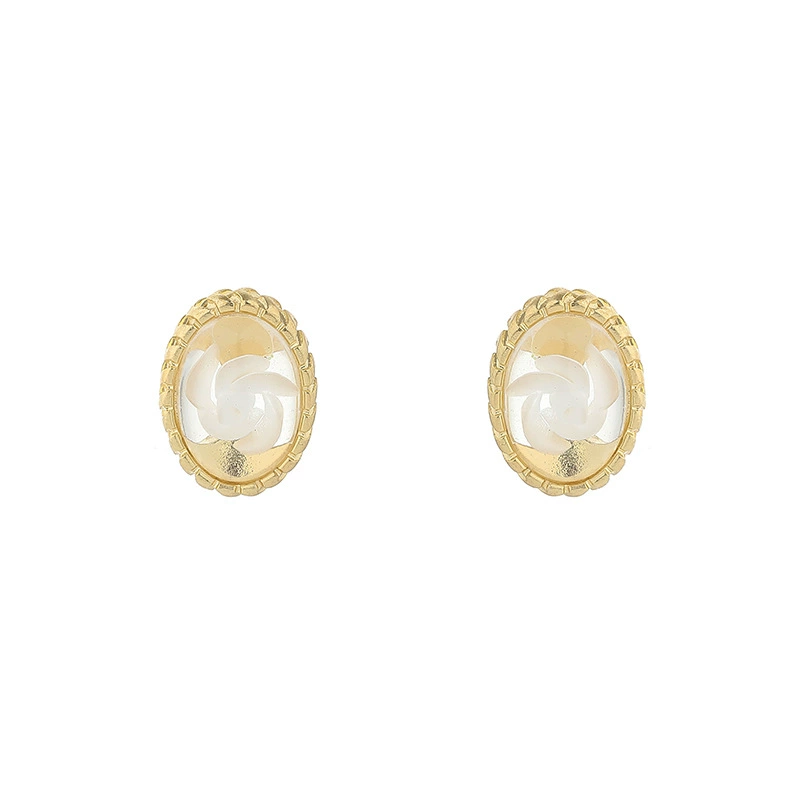 retro серебряная игла, прозрачная янтарная маленькая серьга, клипсы, образец 925 серебра, французский ретро стиль, простой и элегантный дизайн, цветочная
