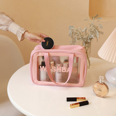 Korean-style PU travel wash kit waterproof bathroom cosmetic storage bag, multi-functional PVC transparent sanding makeup bag