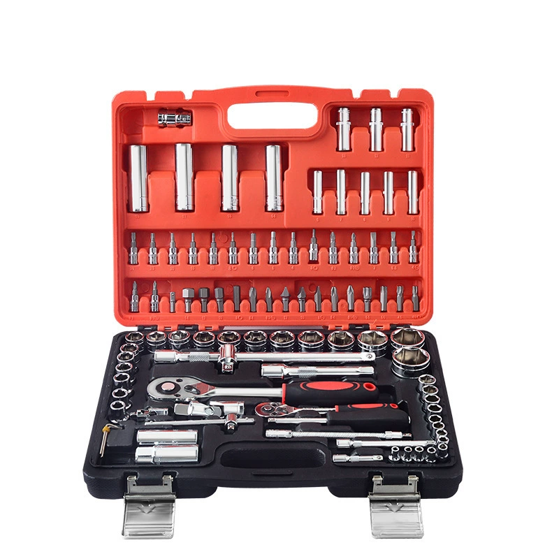 Tool Set — Multi‑Piece Socket & Ratchet Kit, chrome finish, 37–216 pcs options